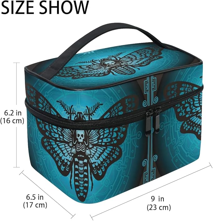 Makeup Bag, Skull Butterfly Travel Makeup Organizer Bag Cosmetic Cases Toiletry Bags for Girl Women Ladies