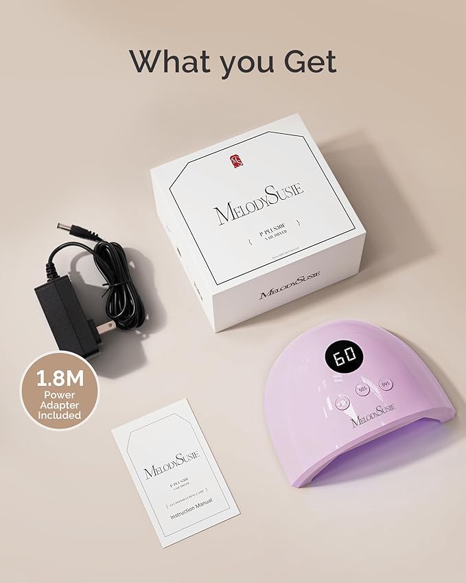 MelodySusie Compact Advanced UV LED Nail Lamp, P-Plus30F Nail Dryer with 3 Timers & Smart Sensor Cures All Gels, Especially Rhinestone Glue, Solid & Liner Gel Polishes for Advanced DIY at Home-Purple
