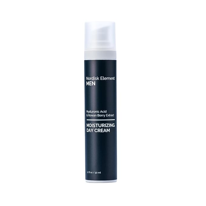 Nordisk Element Men’s Moisturizing Day Cream with Hyaluronic Acid & Rowan Berry Extract Deep Hydration Lightweight Vegan Non Greasy Face Moisturizer Paraben Free Sulfate Free Clean Ingredients 1.7oz
