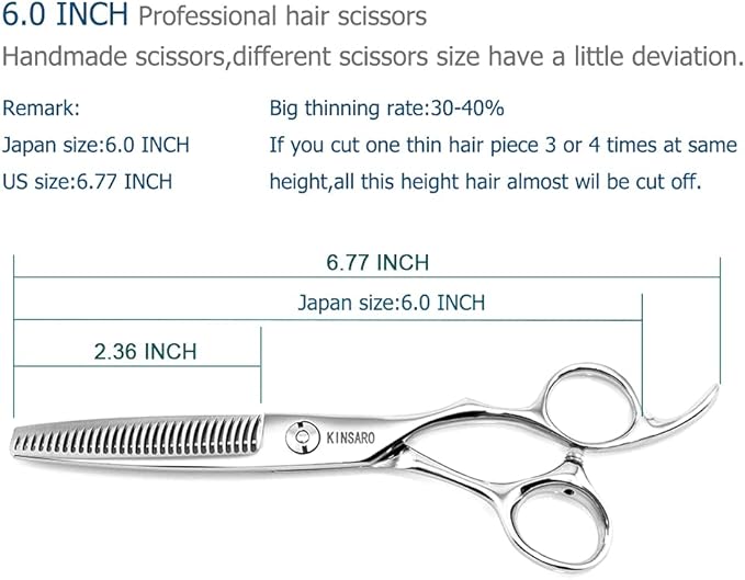 Thinning Shears for Men 6 Inch Hair Cutting Scissors Hair Thinning Scissors Thinning Shears KINSARO for Hairdresser Barber or Home Use