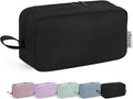 Narwey Cute Makeup Bag Small Toiletry Bag Travel Cosmetic Bag Organizer Make Up Bags with Organized Pockets for Women (Black, Large)