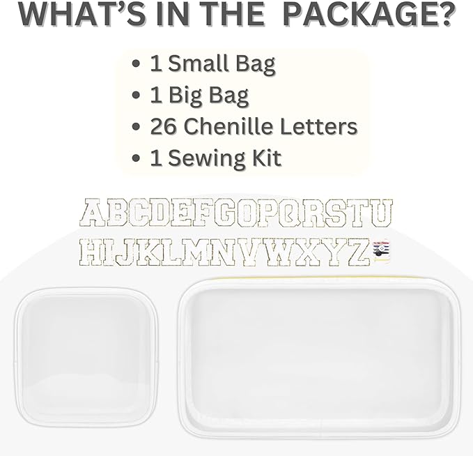 Personalized Travel Makeup Bag Set, 2PCS Toiletry Bag & 26 Chenille Letters, Elegant Skincare Bag, DIY Bridal Shower Gifts for Engagement Wedding (White)