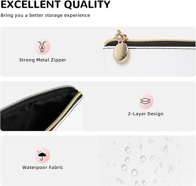 Womens Leather Makeup Bag Cosmetic Bag Travel Toiletry Bags Make Up Bags for Women Adult (Floral Butterflies)