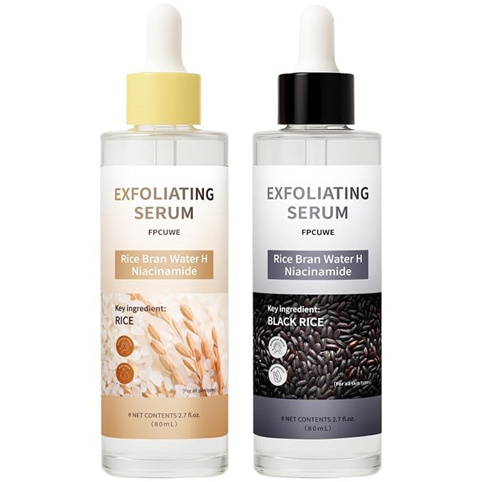 Peel Shot Glow Rice Ampoule Duo, Black & White Rice Exfoliating Ampoule for Gentle Peel + Pore Minimizing & Deep Hydration, Suitable for Face and Body (2)