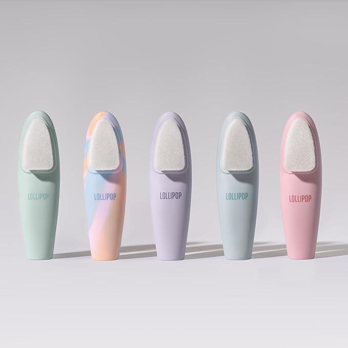 LOLLIPOP Dual-Sided Facial Cleansing Brush | Handle Size Silicone Face Exfoliator and Soft Fiber Cleanser | Manual Face Scrubber for Pores, Makeup Removal, Blackhead and Skincare Routine, Oceanic