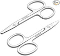 Men's and Women's Facial Hair Small Scissors, Eyebrow, Nose, Beard, Whisker, Eyelash, Ear Hair Trimming Set, Curved and Rounded Safety Tip Scissors for Haircutting 2pcs