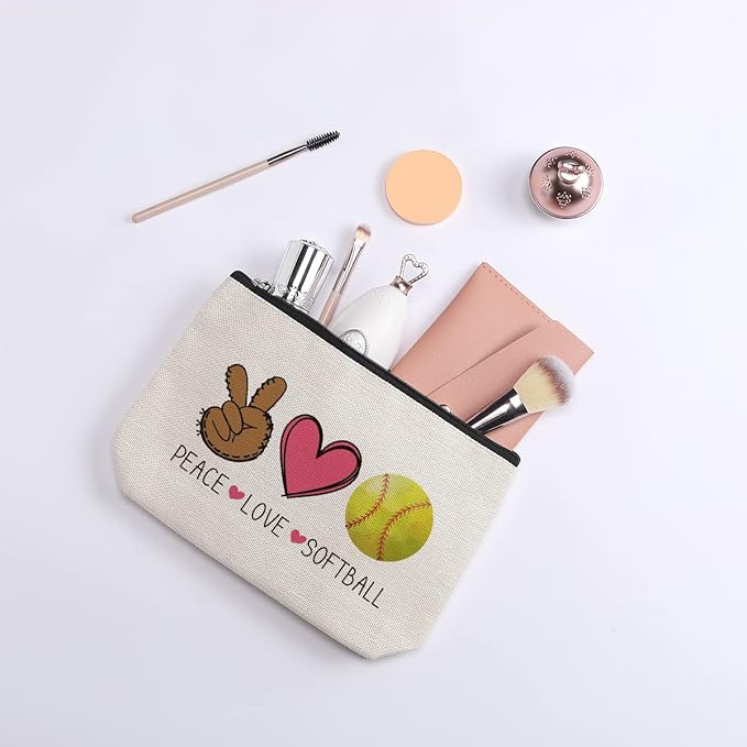 Softball Gifts Makeup Bag Inspirational Gifts for Women Her Softball Lovers Mom Grandma Sister Birthday Gifts for Female Coworker Friend BFF Besties