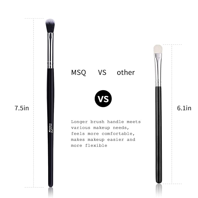 MSQ Eye Makeup Brushes 12pcs Eyeshadow Makeup Brushes Set with Soft Synthetic Hairs & Real Longer Wood Handle for Eyeshadow, Eyelash,Eyebrow, Eyeliner, Blending, Conclear(Black)