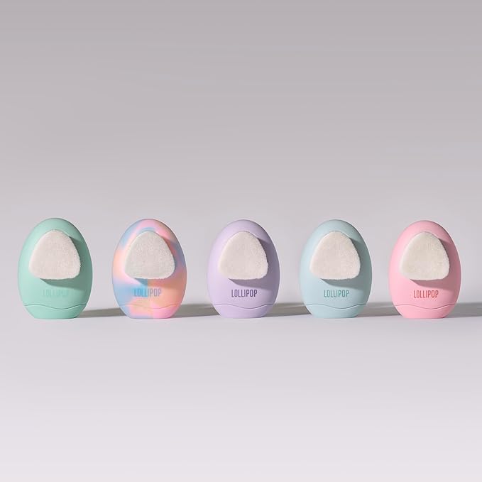 LOLLIPOP Dual-Sided Facial Cleansing Brush | Palm Size Silicone Face Exfoliator and Soft Fiber Cleanser | Manual Face Scrubber for Pores, Makeup Removal, Blackhead and Skincare Routine, Bubblegum