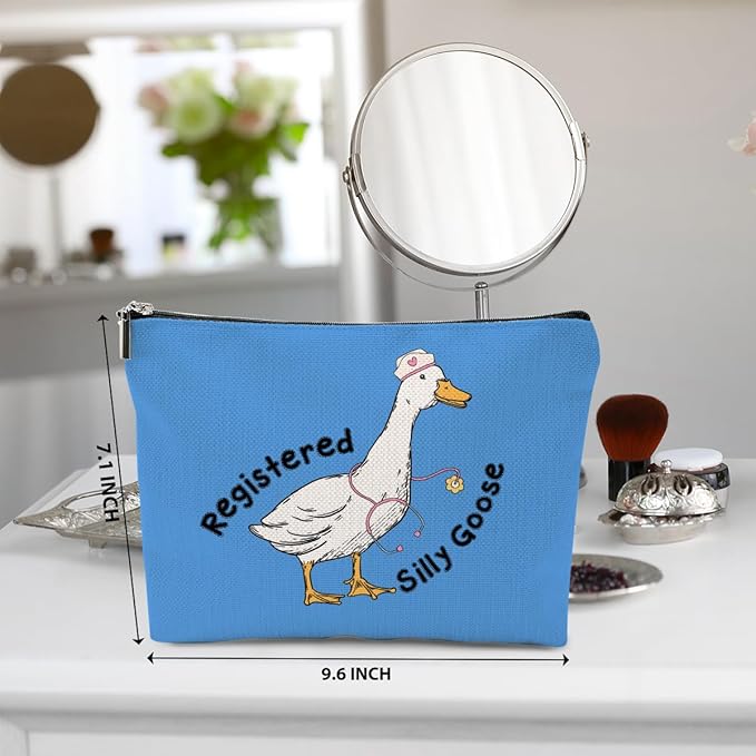 Nurse Practitioner Gifts Makeup Bag, Nurse Accessories Funny Goose Cosmetic Bag, Travel Organizer Zipper Pouch Thank You Nurses Week Gifts for Women Registered Nurses Coworker, Blue