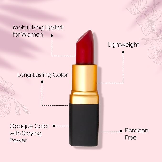 Vera Moore Creme Lipstick, Long Lasting, Lightweight, Moisturizing Opaque Color with Staying Power, Fragrance, and Paraben Free Cosmetics Soft Lipstick (Cranberry)