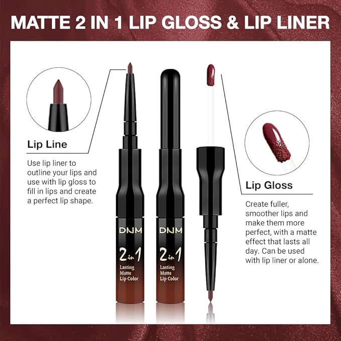 evpct 1Pcs Dark Oxblood Red Matte Lip Liner and Liquid Lipstick Stain Makeup Set for women, Red Long Lasting Smudge Proof Lipstick labiales matte mate larga duracion listip 24 hours originales,15#