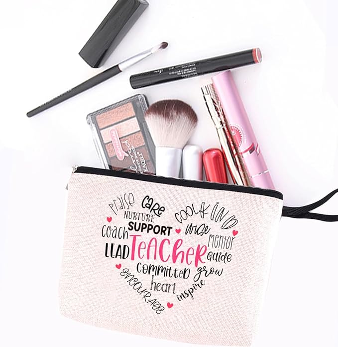 Hanamiya Na Teacher Gifts Makeup Bag for Women, Appreciation, Birthday, Thank You, Cosmetic Bag, Graduation Gifts for Female Educator Coworker