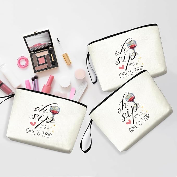 Hanamiya Na 3Pcs Girls Trip Gifts Favors Weekend Bag Funny Makeup Bag Girls Weekend Gifts Friendship Weekender Bags for Women Girl Bridesmaid Cosmetic Bags Zipper Pouch Wedding Bachelorette Party