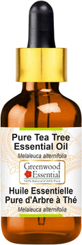 Greenwood Essential Tea Tree Essential Oil (Melaleuca alternifolia) with Glass Dropper Steam Distilled 30ml (1.01 oz)