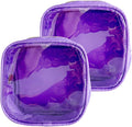 2PCS Solid Cosmetic Bag and Travel Pouch-Durable PVC Material,Versatile,Zipper Design for Smooth Sliding-Ideal for Makeup,Travel Essentials (2PCS-Purple)