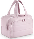 Travel Toiletry Bag:  Large Capacity, 4 Compartments, Wet/Dry Separation, Ultra-Soft Lightweight Fabric & Anti-Spill Design for Travel,Gym,Gift(11.8" L) (Soft Pink)
