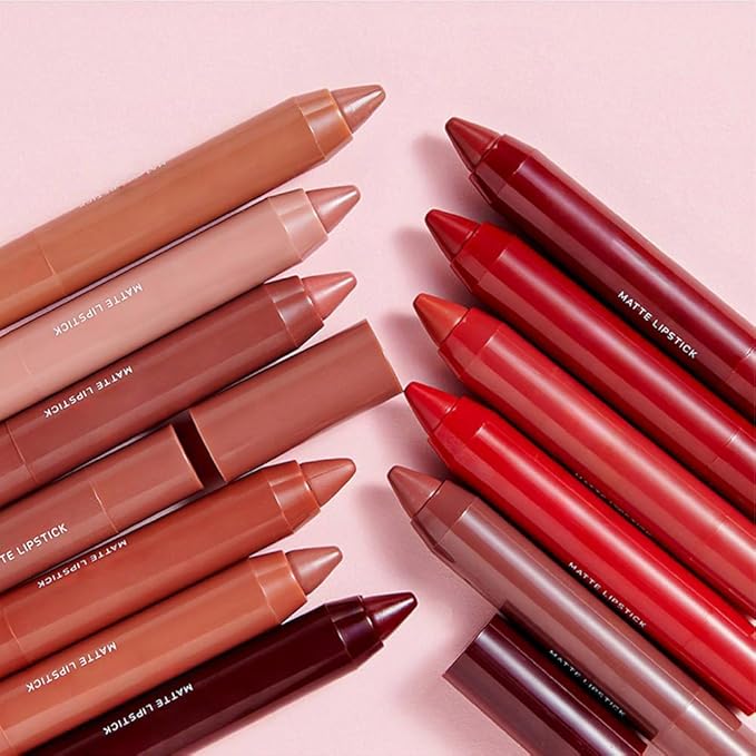BINGBRUSH Crayon Matte Longwear Lipstick Pack Set,Moisture Smooth Color Stick Ultimate Lip Crayon for Makeup Collection - Waterproof Velvet Lipgloss (06#, 1 Count (Pack of 1))
