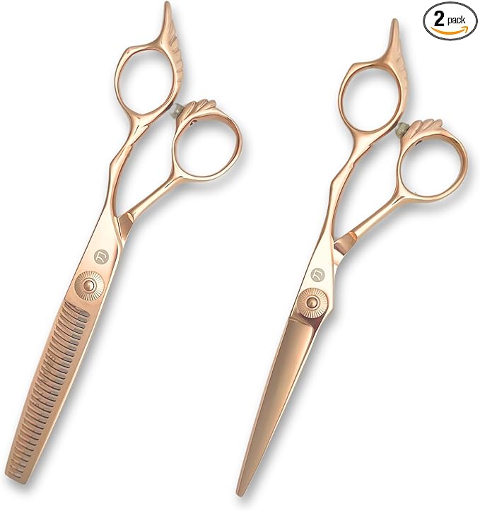 Gold Hair Shears Set for Professional Hair Cutting - Scissors and Thinning Shears - Saki Shears Tsuru