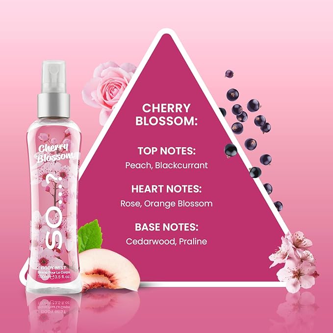 So…? Body Mist Set - Perfumes for Women - Vanilla Perfume, Red Velvet, Cherry Blossom - Scents Lasting 6 Hours - Fragrance Gifts for Women - 3 pcs