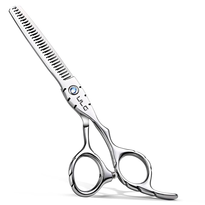 ULG Hair Thinning Scissors 6.7” Shark Series 100% Japanese Stainless Steel, Offset Handle, 30-Tooth Seamless Thinner 15% Hair Removal, Professional Barber Layering Shears for Salon & Home Hair Styling