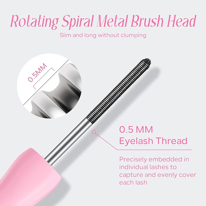 KYDA 2 Pcs Double Ended Metal Mascara, Volumizing Lengthening Clump-Free Black Mascara, Waterproof Formula for Dramatic Lashes, Curling, Washable Eyelash Makeup