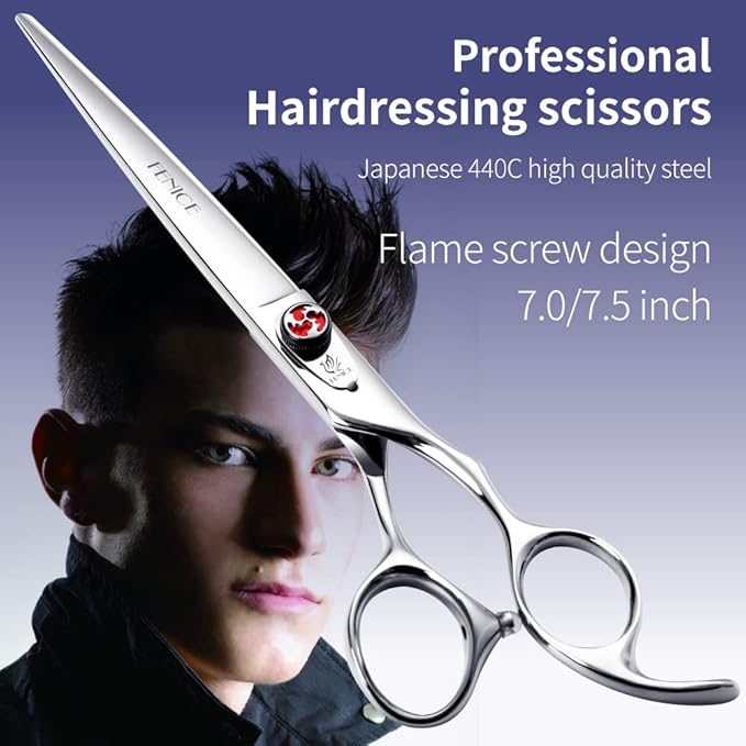 FENICE PEAK 7" Hair Cutting Scissors Barber Scissors Professional 440C Stainless Steel Sharp Scissors Haircuts for Men, Women and Children