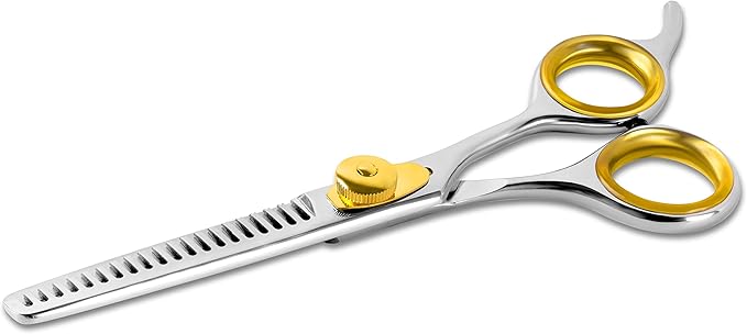 SHARF Gold Touch Barber 5.75 Inch, 20-Tooth Professional Thinning Shears 440c Japanese Stainless Steel Barber Scissors For Men and Women