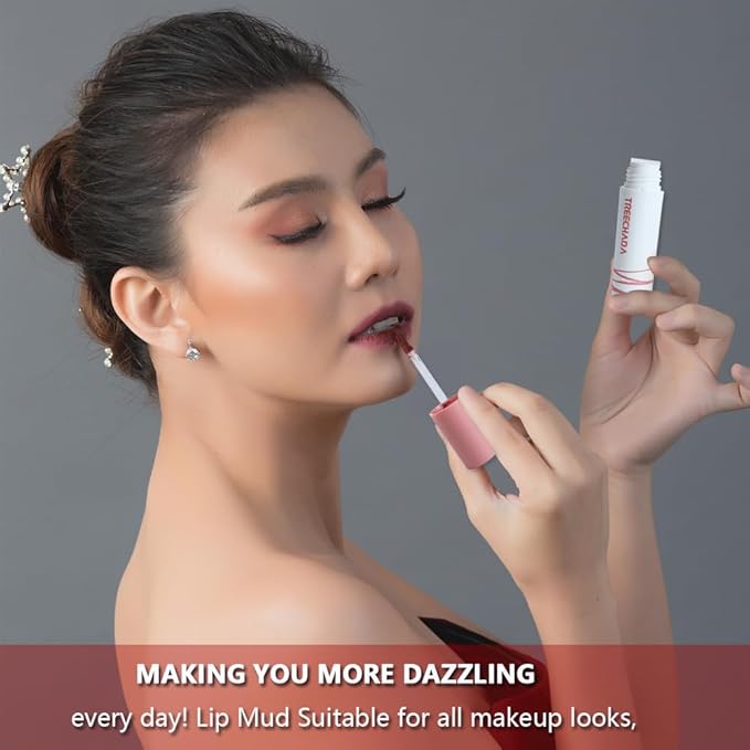 2pc Thailand Lipstick Set for Women, Lip Cream Long Lasting Waterproof with Velvet Matte & Soft Lightweight, Lip Mud Suitable for All Makeup Looks, Making You More Dazzling （Tangerine& Rose