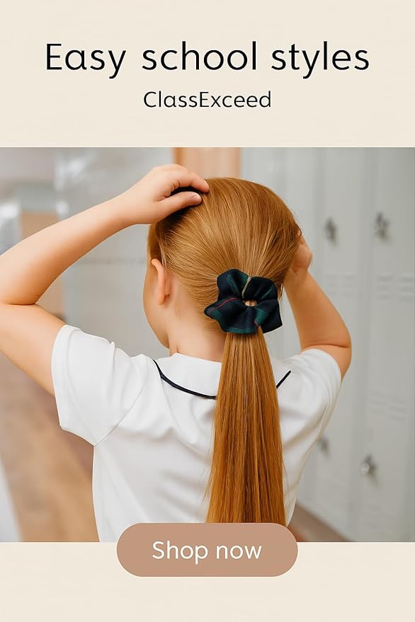 Plaid scrunchie, ClassExceed school uniform plaid, Back to school, handmade school uniform hair accessories (Green Navy Yellow red Plaid55)