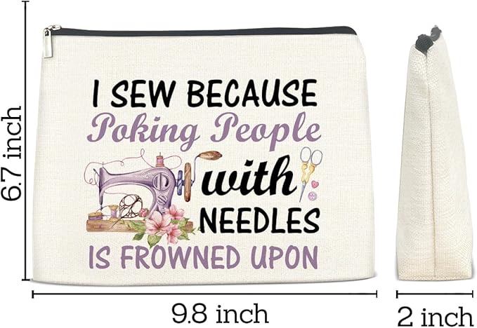 Sewing Gifts Makeup Bag, Hostess Gift for Women Mom Grandma Birthday Christmas, Quilting Gifts for Quilters Sewing Lovers Cosmetic Bag with Zipper Travel Toiletry Makeup Pouch for Purse