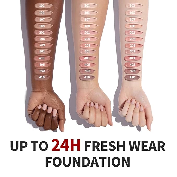 6-in-1 Makeup Infused with 1% Hyaluronic Acid- Matte + Poreless Liquid Foundation For A Glowing & Soft-Focus Look, Suitable for All Skin Types (107 Light, Acne-serum Foundation)