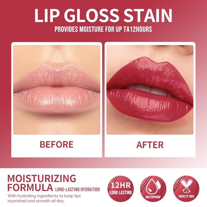 12 Colors Lip Gloss Set, High-Shine Waterproof Collection, Long Lasting Moisturizing Formula with Mirror Finish, Adult (10#, 1 Count (Pack of 1))