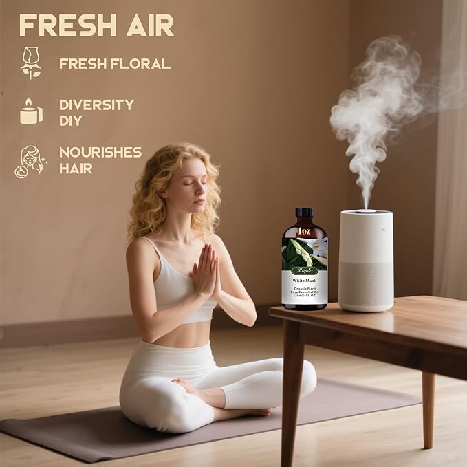 White Musk Fragrance Oil-White Musk Essential Oil 4.33oz (130ml)-100% Pure Natural Scent for Diffusers, Candles, Soap Making & Aromatherapy-Relaxing Home & Gift Essential Oil for Bath, Massage