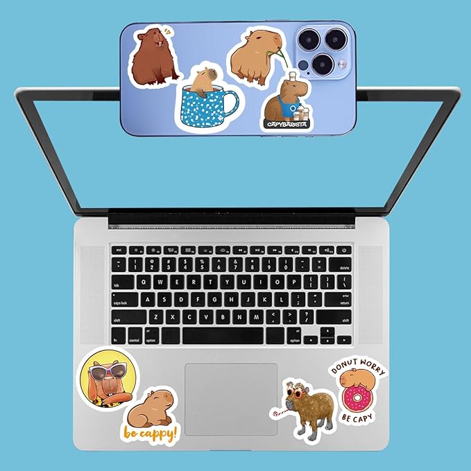 Funny Capybara Makeup Bag Capybara Gifts Cosmetic Bag with 8 PCs Stickers Animal Lover Gifts for Women Girls Daughter Best Friends Niece Capybara Stuff Graduation Birthday Gifts Travel Toiletry Bag