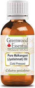 Greenwood Essential Malkangani (Jyotishmati) Oil (Celastrus paniculatus) | Cold Pressed | Natural | For Diluting Essential Oils | Skin & Massage | Unisex | 15ml (0.50 oz)