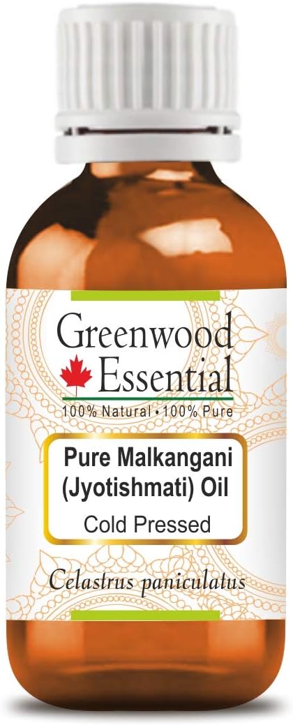 Greenwood Essential Malkangani (Jyotishmati) Oil (Celastrus paniculatus) | Cold Pressed | Natural | For Diluting Essential Oils | Skin & Massage | Unisex | 15ml (0.50 oz)