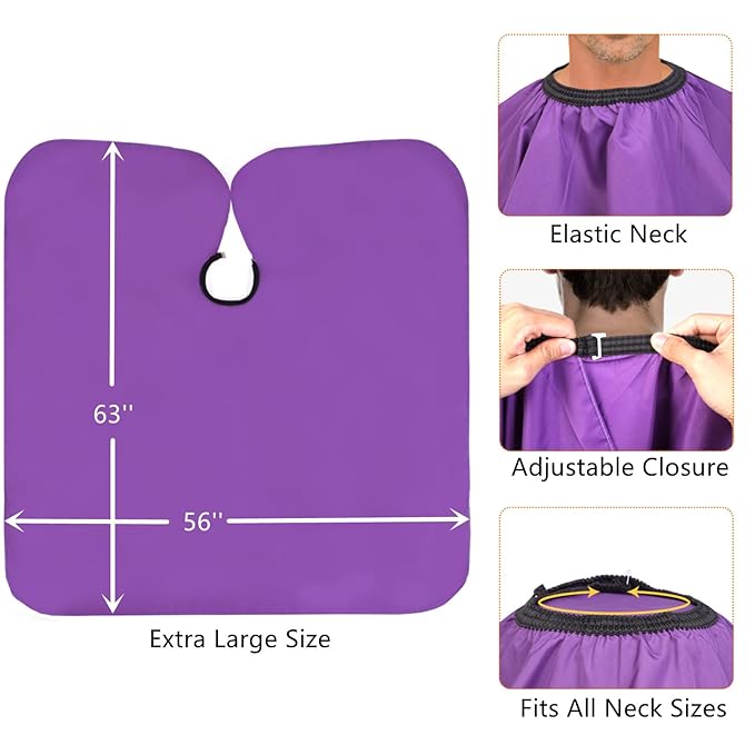 Barber Cape-Professional Salon Hair Cutting Cape,56x63 inches Large Hairdresser Cape for Haircut,Coloring,Makeup,Styling and More,(Purple)