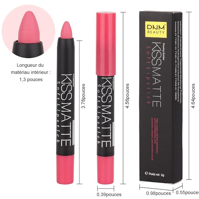 evpct 3Pcs Light Natural Pink Metallic Matte Lip Liner Pencil Crayon and Lipstick Set Long Lasting Waterproof Matching Lipstick and Lip Liner Set 24 Hour labiales mate 24 horas originales 1&4&7