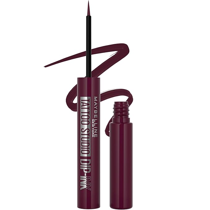 Maybelline Tattoo Studio Dip-Ink Liquid Eyeliner, Waterproof Eyeliner With Up to 24 Hour Wear, Burgundy Boost, 1 Count