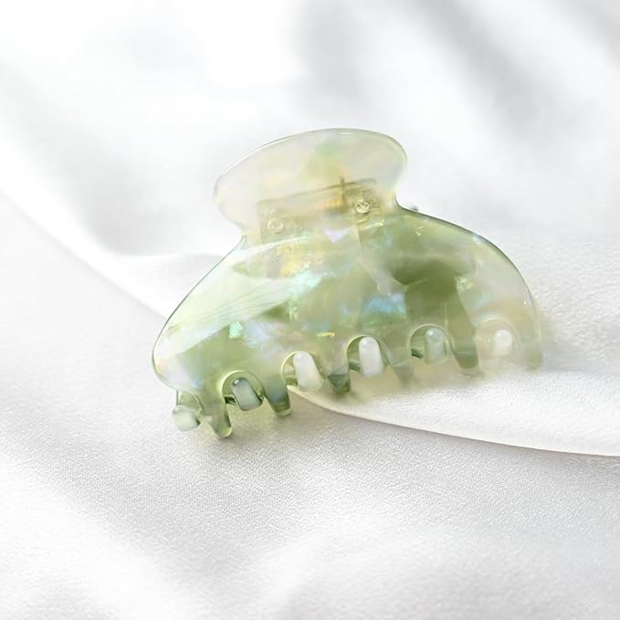 Handmade Celluloid Acetate French Design Barrettes Tortoise Shell Claws Hair Claw Luxury Fashion Accessories Hair Clip for Women (transparent green)