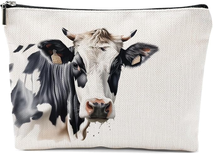 Cow Gifts, Cow Print Stuff Makeup Bag, Cosmetic Bag Travel Pouch, Animal Lovers Friendship Graduation Birthday Gifts for Women Girls Daughter Sisters Coworker Best Friend