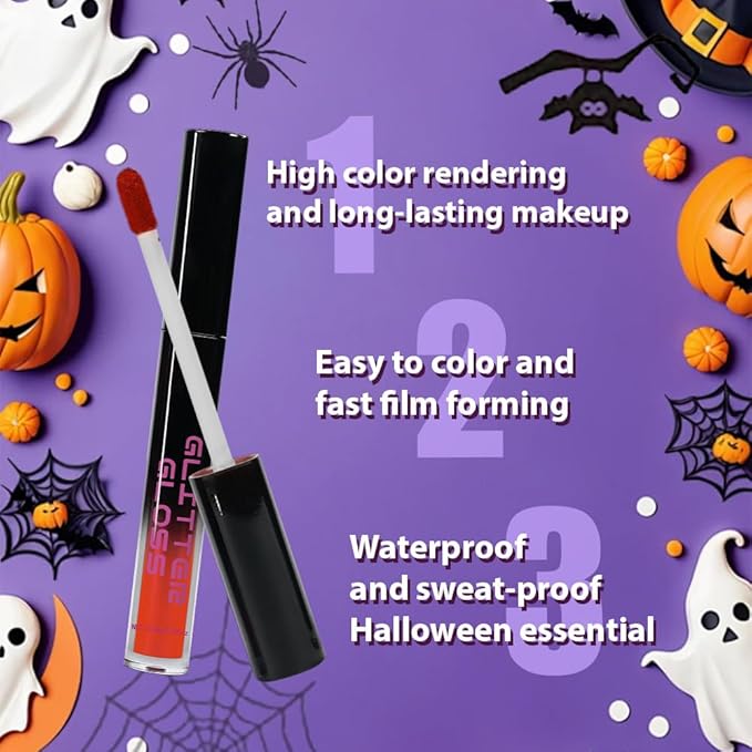 Red Matte Lipstick for Women,Liquid Lipstick,Long Lasting Waterproof Lightweight Comfortable Non-Drying Bold Dark Lip Gloss for Gothic Stage Makeup,Cruelty Free
