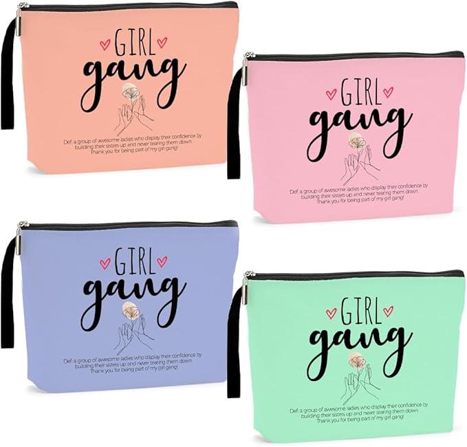4Pcs Girls Trip Favors Weekender Bags for Women - Girl Power Makeup Bag with Zipper Pouch for Wedding, Bachelorette Party