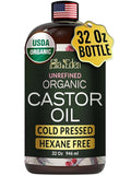 Ella & Eden Organic Castor Oil – Cold-Pressed Hexane-Free Unrefined - For Hair Growth, Skin and Face - USDA Certified & 100% Pure - 32 fl oz