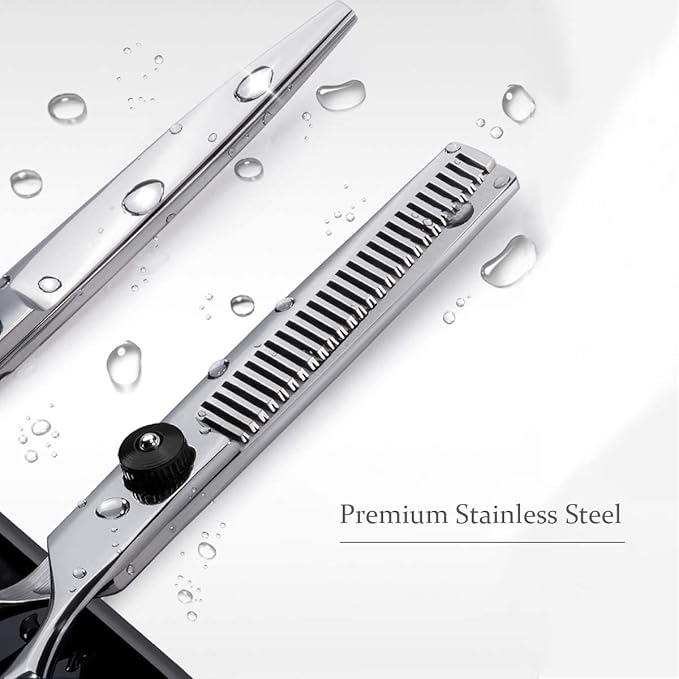 Fcysy Professional Hair Cutting Scissors Set, Barber Shears Kit, 6 Inch Stainless Steel Thinning Shears, Trimming Scissors for Men Women