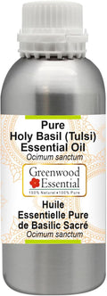 Greenwood Essential Pure Holy Basil Essential Oil (Ocimum Sanctum) Steam Distilled 1250ml (42 oz)