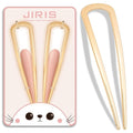 2PCS 4.2Inch French Hair Pins U-Shaped Pins for Women and Girls Fashion Metal Hair Pin French Twist Hair Pins for Buns, Updos,Stylish and Functional(set1-rabbit-gold)