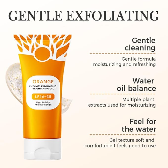 Orange Exfoliating Gel for Face and Body, 2025 New Deep Pore Orange Peeling Scrub, Cleaning Pores, Remove Blackheads Moisturize Cleansing, Facial Exfoliating Gel for All Types Skin (2PC, 3.52 Fl Oz)