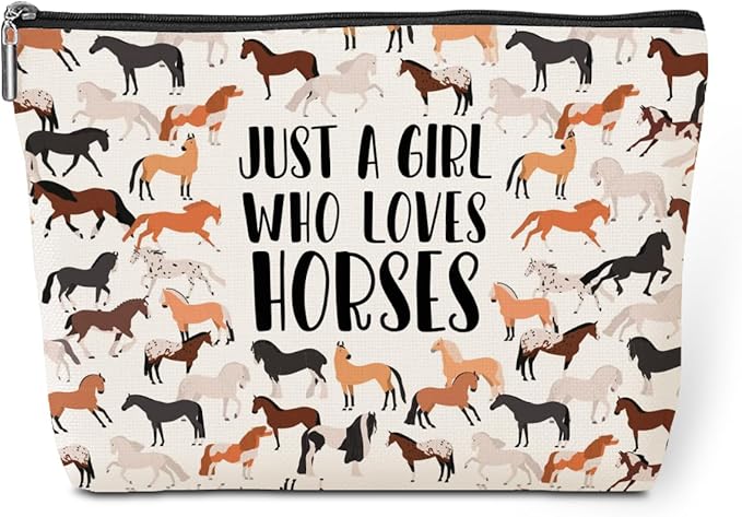 Cute Horses Makeup Bag Horse Gifts Funny Horse Party Favors Stuff Decor Travel Toiletry Bag for Women Best Friends Girls Farmer Grandma Mom Sister Coworker Nurse Camping Birthday Christmas Retirement